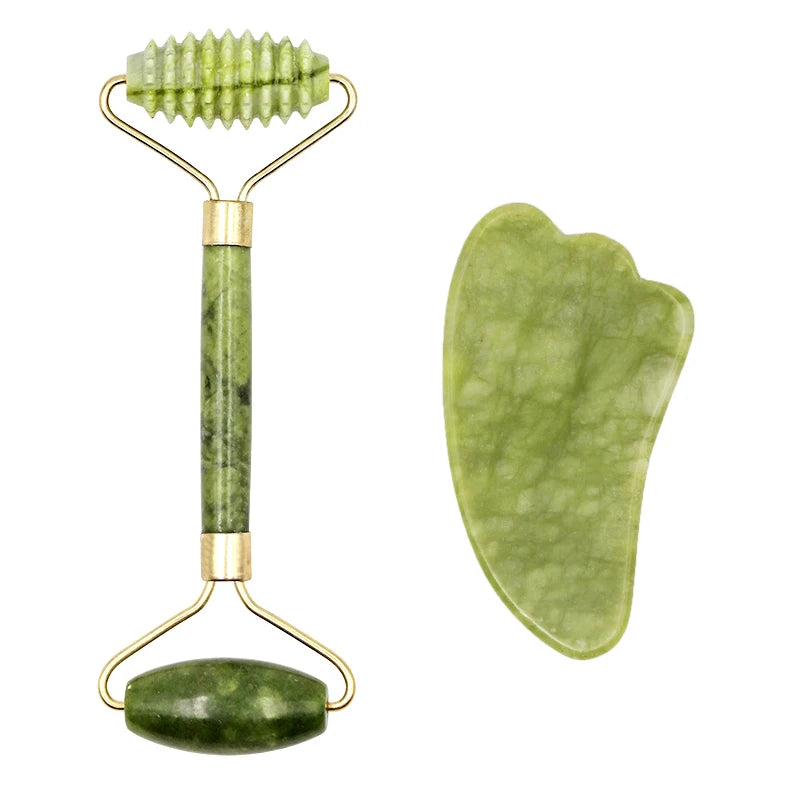 2pcs Gua Sha Massager Set for Face Care Jade