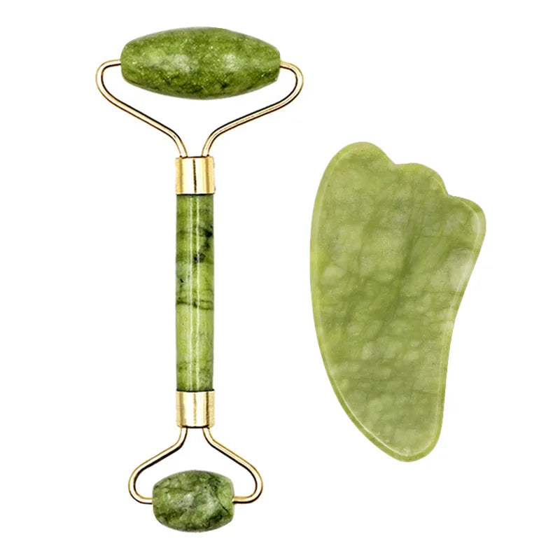2pcs Gua Sha Massager Set for Face Care Jade