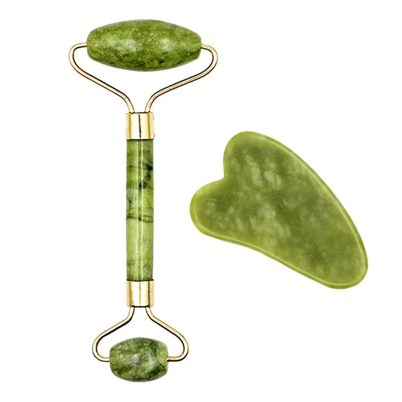 2pcs Gua Sha Massager Set for Face Care Jade