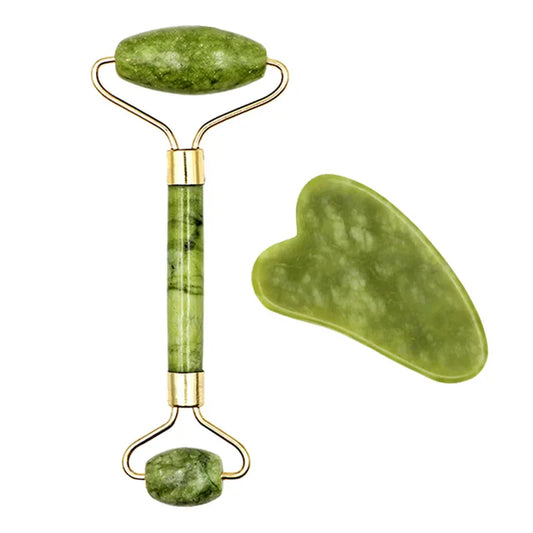 2pcs Gua Sha Massager Set for Face Care Jade