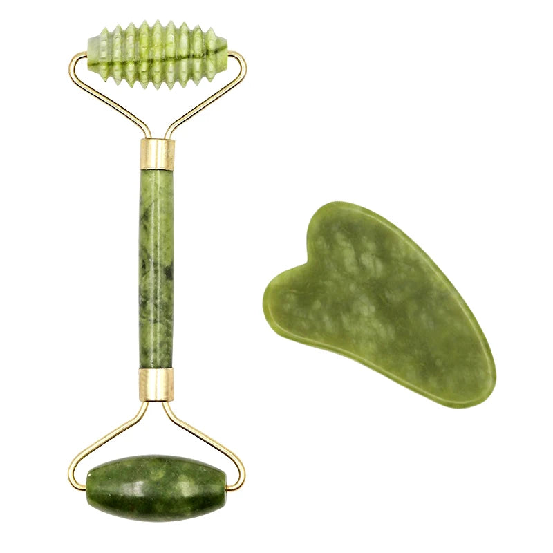 2pcs Gua Sha Massager Set for Face Care Jade