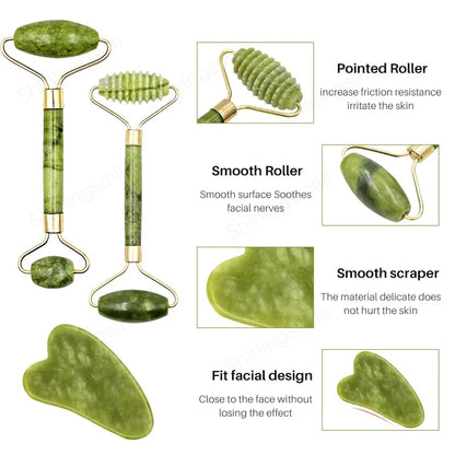 2pcs Gua Sha Massager Set for Face Care Jade